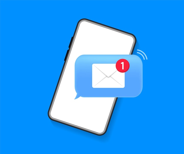 Smartphone con nuovo messaggio non letto Notifica e-mail sullo schermo del telefono