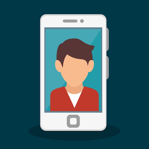 smartphone con progettazione dell&#39;illustrazione di vettore dell&#39;icona della persona