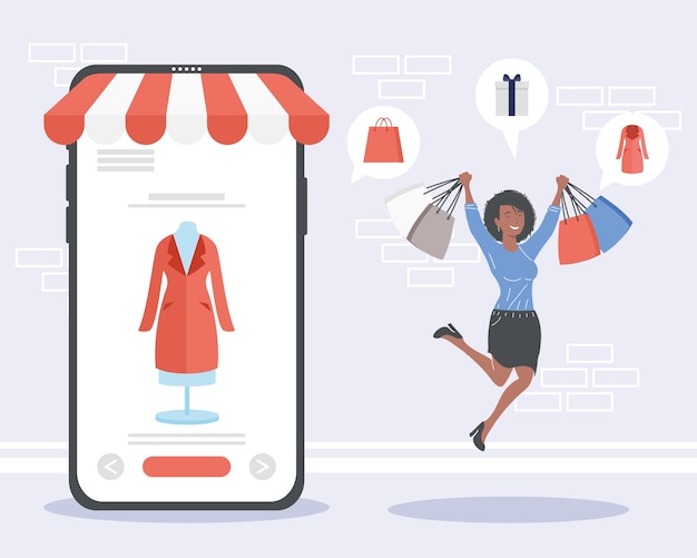 Smartphone e donna felici