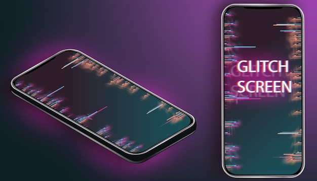 Smartphone Glitch screen Scambio protetto di dati su smartphone o altro dispositivo mobile