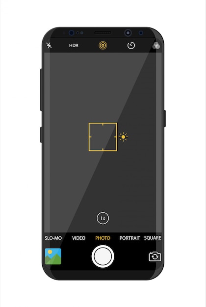 Smartphone moderno con applicazione fotocamera.