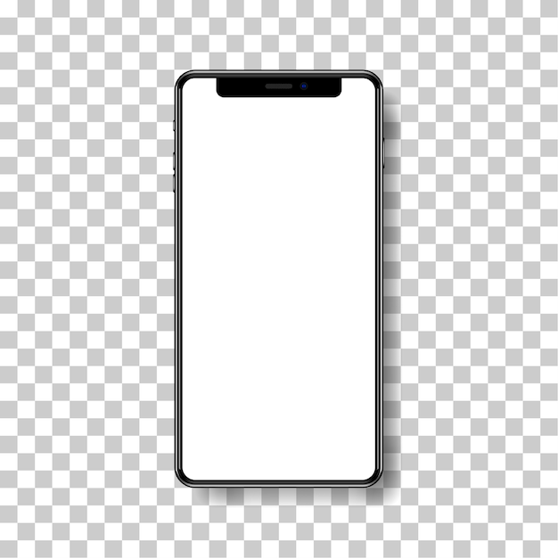Smartphone realistico di alta qualità con schermo bianco vuoto.