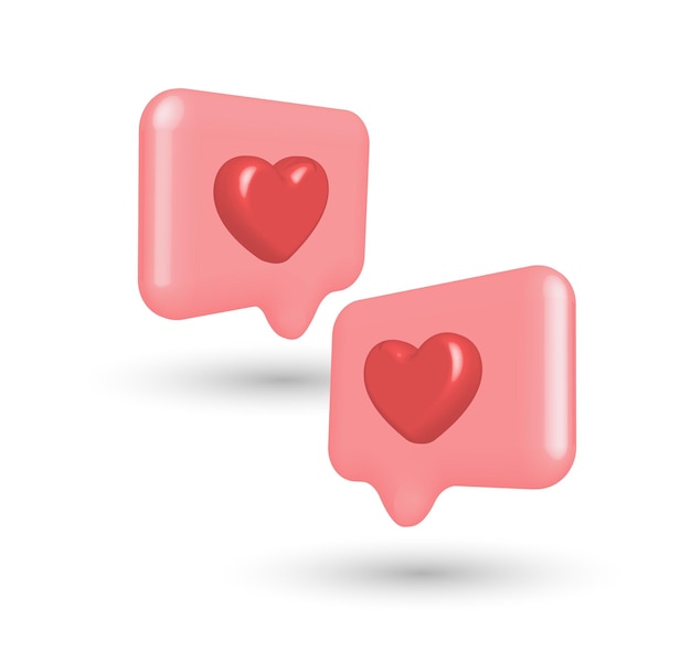 Smartphone valentine 3d icona vettore app interfaccia utente notifica digitale pulsante cuore amore
