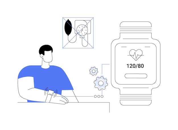 Smartwatch monitoraggio della pressione sanguigna concetto astratto illustrazione vettoriale