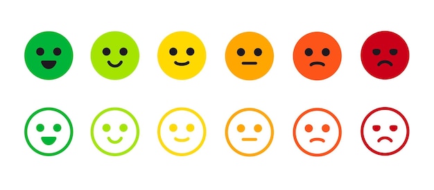 Smiley Reazioni emotive Set di icone emoticon Collezione di volti Emoji Feedback in stile piatto Emoji