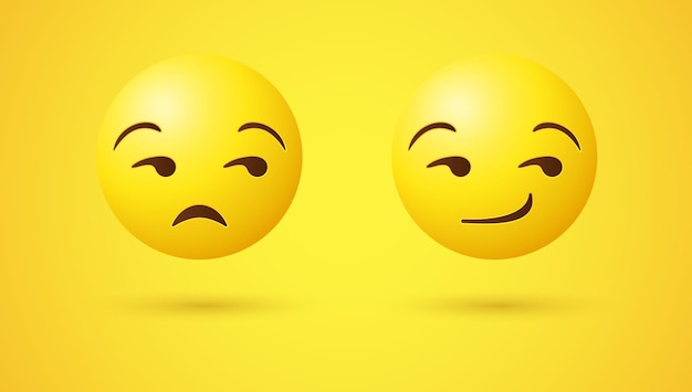 Smirking Emoji faccia con gli occhi che guardano lateralmente o emoticon 3d Unamused con insoddisfatto