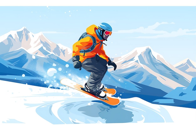 Snowboarder in stile snowboard