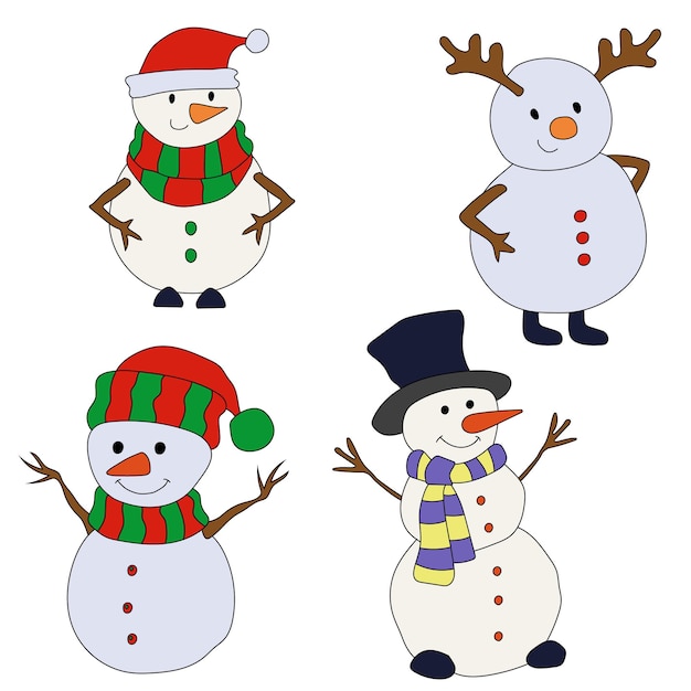Snowman Clipart Set per gli amanti della stagione invernale Questo tema invernale Snowman Vector Suits Christmas