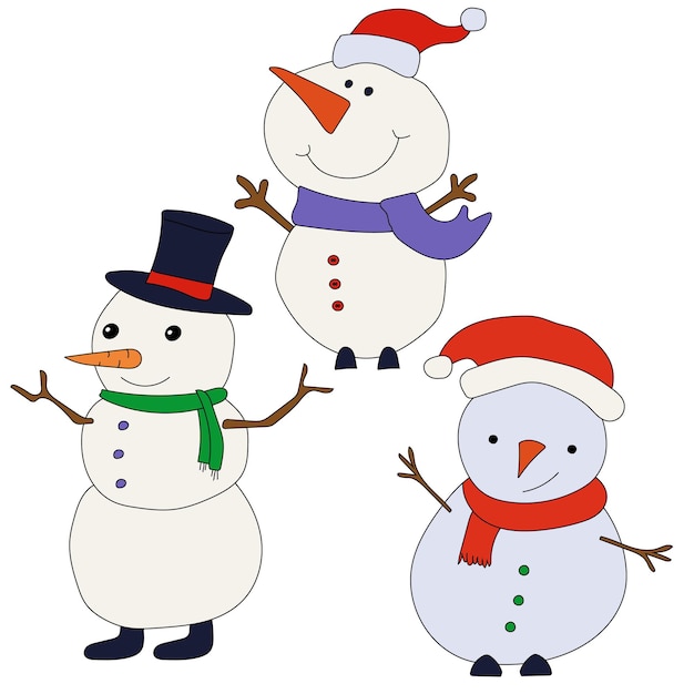 Snowman Clipart Set per gli amanti della stagione invernale Questo tema invernale Snowman Vector Suits Christmas