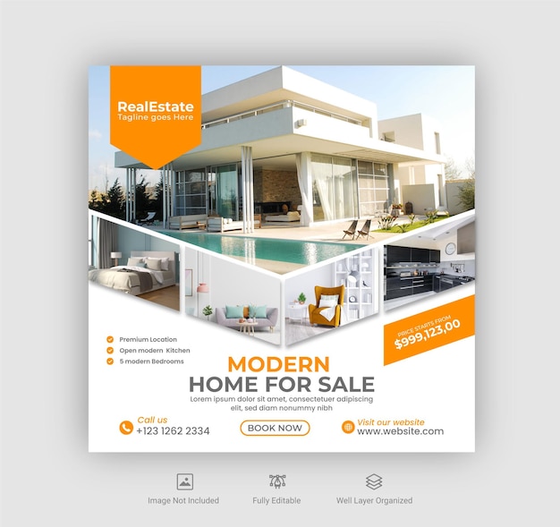 Social media immobiliare o modello di banner post instagram