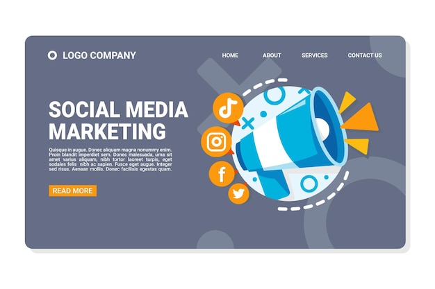 social media marketing con illustrazione del megafono