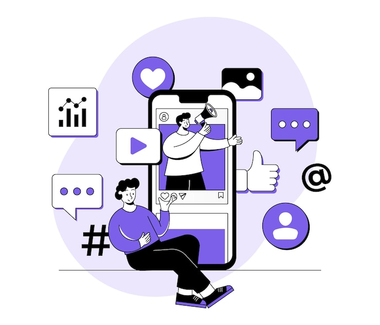 Vettore social media marketing
