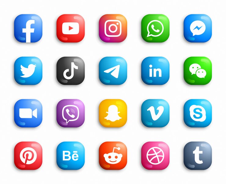 Social Media Modern IOs Set di icone 3D