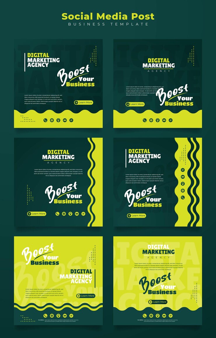 Vettore social media post template design in verde scuro e ondeggiante sfondo verde chiaro per la pubblicità