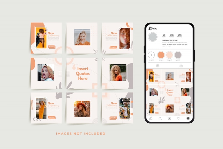 Vettore social media puzzle frame griglia post modello per la promozione della vendita di moda