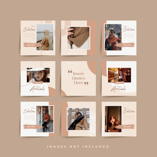 Social media puzzle frame griglia post modello per la promozione della vendita di moda