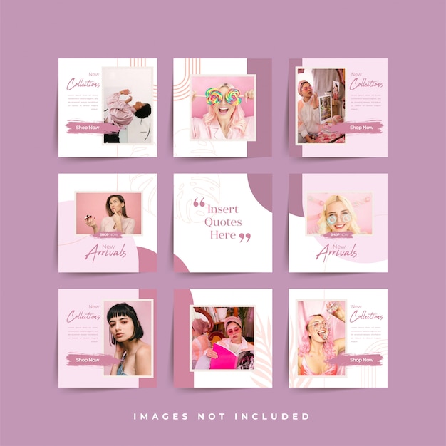 Social media puzzle frame griglia post modello per la promozione della vendita di moda
