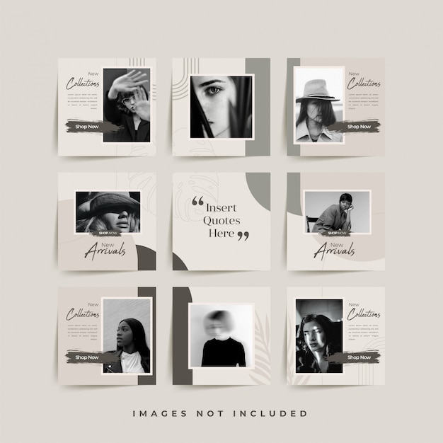 Social media puzzle frame griglia post modello per la promozione della vendita di moda
