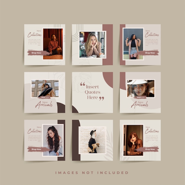 Social media puzzle frame griglia post modello per la promozione della vendita di moda