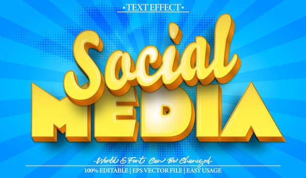 Social Media Vector Testo Effetto Editabile Alfabeto Influenza Piattaforma di condivisione virale