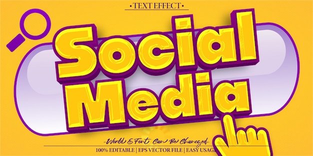 Social Media Vector Testo Effetto Editabile Alfabeto Influenza Piattaforma di condivisione virale