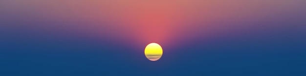 Sole nel cielo al tramonto, immagine panoramica, sfondo vettoriale