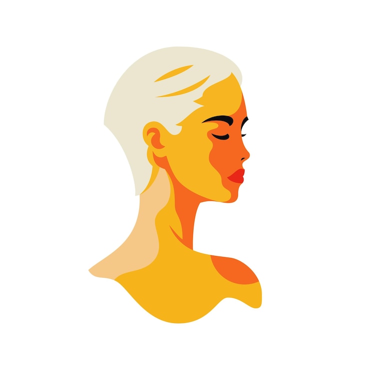 Vettore soleggiata bionda giovane donna astratta busto pop art colore pastello vernice avatar vettore piatto illustrazione