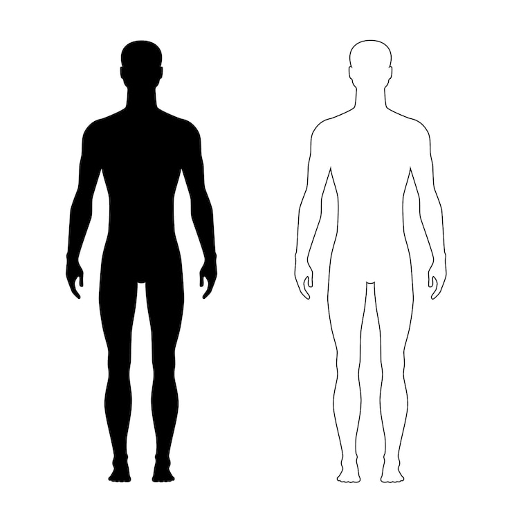 Vettore solido nero e contorno uomo sagome illustrazione vettoriale isolato