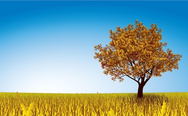 Solitario albero autunnale sul campo
