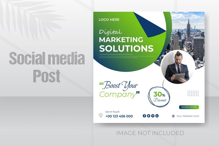 Vettore soluzioni di marketing digitale e banner del modello di post sui social media dell'instragram aziendale