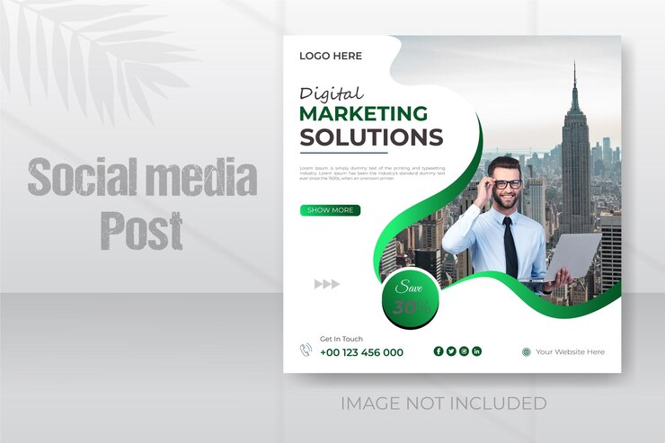 Vettore soluzioni di marketing digitale e banner del modello di post sui social media dell'instragram aziendale