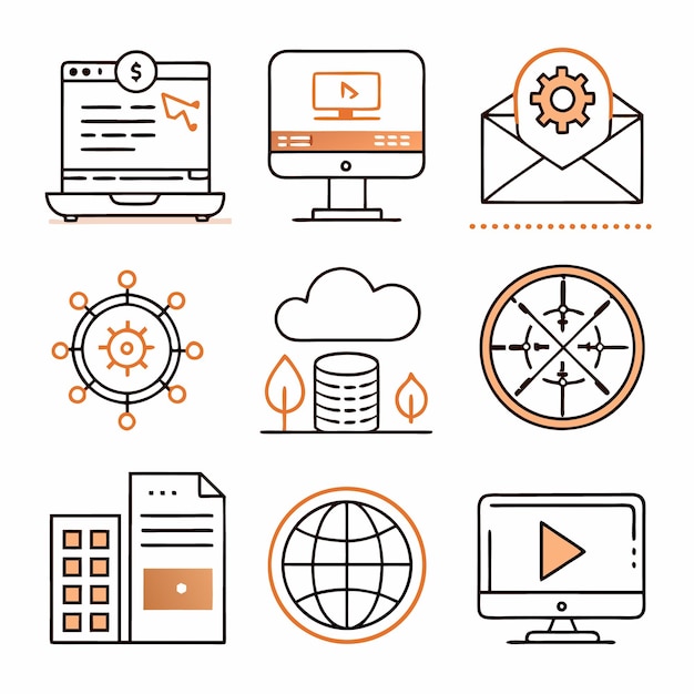 Soluzioni IT complete Icon Cloud Computing Analisi dei dati e sicurezza informatica