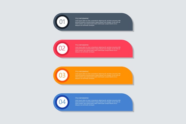 Sommario piatto infografica vettore gratuito passo dopo passo