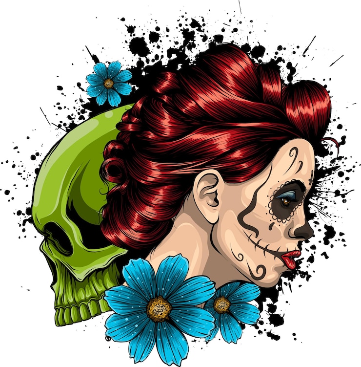 Vettore sorteggio di illustrazione vettoriale ragazza morta