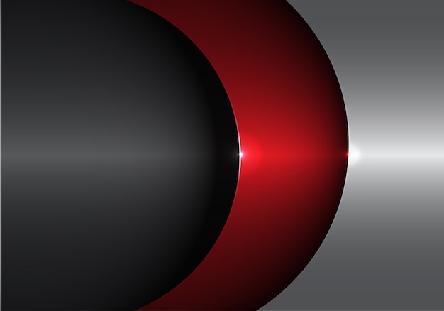 Sovrapposizione della curva di forma grigia rossa di metallo astratto.