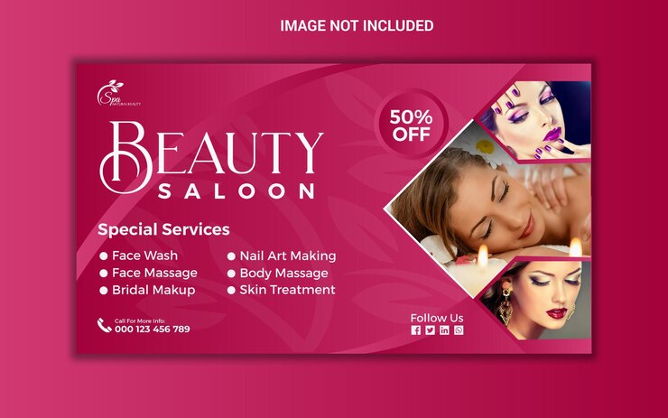 Vettore spa e salone di bellezza facebook cover social media banner template design