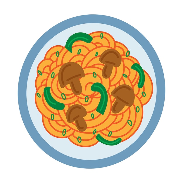 Spaghetti napoletano giapponese yoshoku ketchup piatto di pasta semplice doodle disegnato a mano