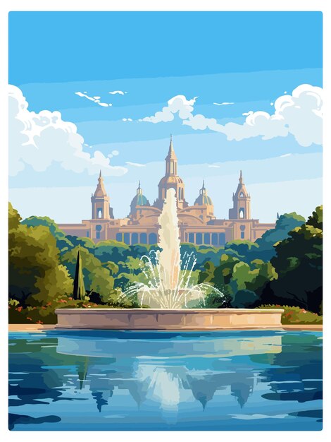 Spagna Barcellona Vintage Travel Poster Souvenir Postcard Ritratto Pittura Illustrazione WPA