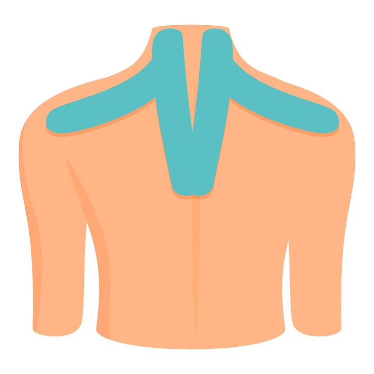 Vettore spalle posteriori kinesio nastro icona cartone animato vettore medicina sport