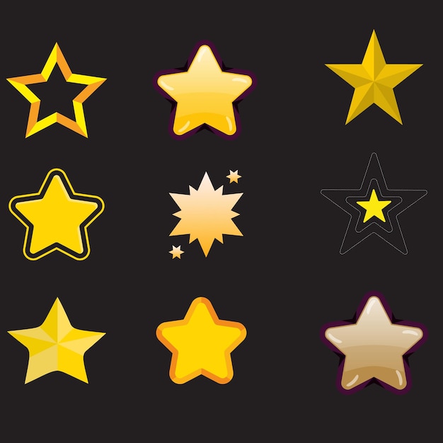 Sparkle Star Icon Set Diverse forme di stelle Retro futuristica collezione di icone scintillanti Set di s