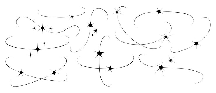 Sparks line set yk estetica magica collezione di luccioli con bordi stelle curve contorno scintilla