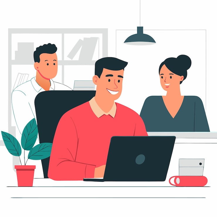 Vettore spazi di lavoro collaborativi che ispirano il concetto di coworking con servizi moderni