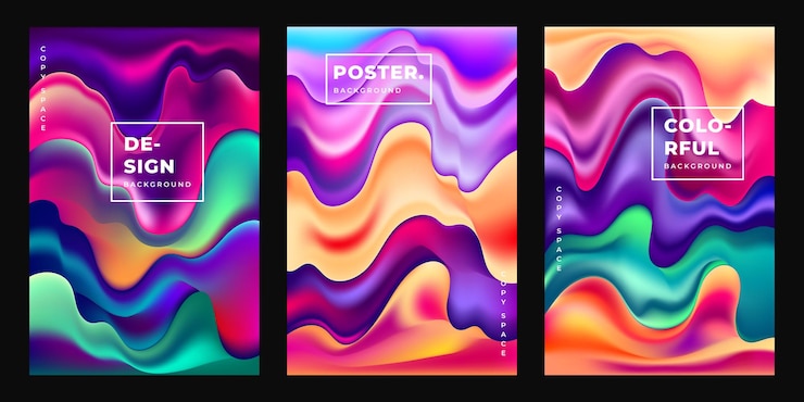 Vettore spazio di copia del modello di sfondo liquido ondulato astratto colorato impostato per banner poster o pagina di destinazione