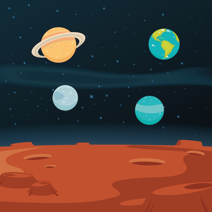 Vettore spazio paesaggio sullo sfondo