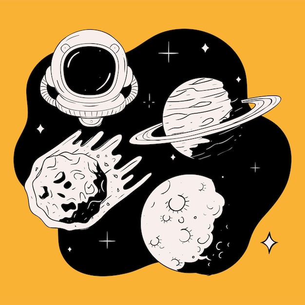 Spazio pianeta cometa retrò