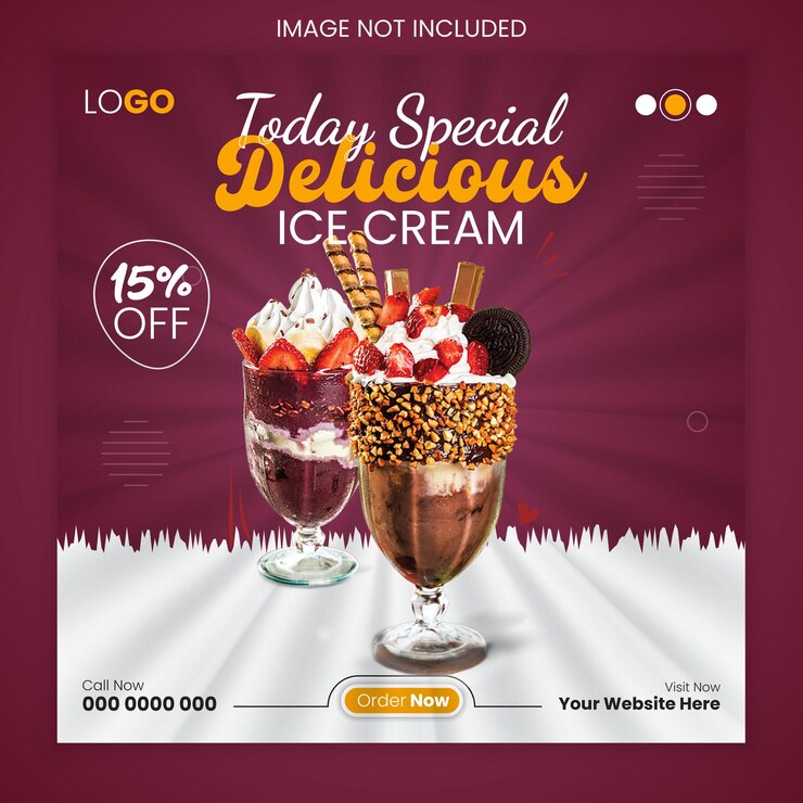 Speciale delizioso gelato moderna piazza social media post design