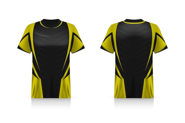 Specificazione Mockup di sport di calcio, modello di jersey di maglietta da gioco di Esports. finta uniforme. Disegno di illustrazione vettoriale