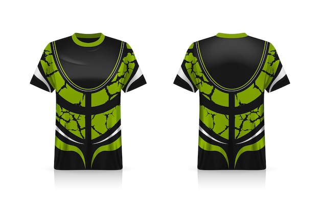 Specificazione Mockup di sport di calcio, modello di jersey di maglietta da gioco di Esports. finta uniforme. Disegno di illustrazione vettoriale