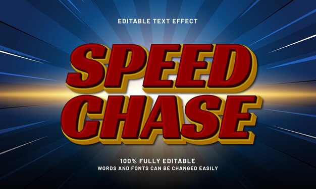 speed chase effetto di testo modificabile con uno stile di testo di gara e velocità