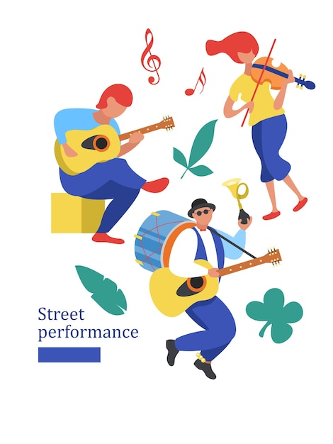 Spettacolo di strada. Ballerino di strada. Illustrazione vettoriale.